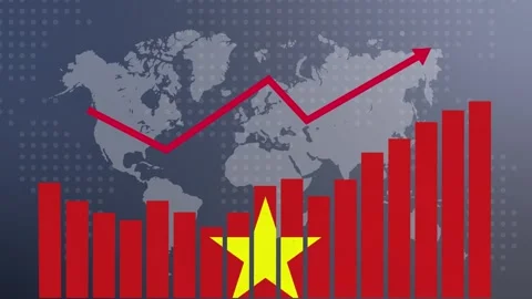 Vietnam bar chart graph with ups and downs, increasing values, concept of e.. Vidéo 281167189