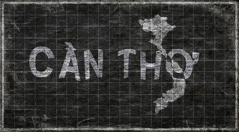 Vietnam Can Tho Typography Map Stock Illustration