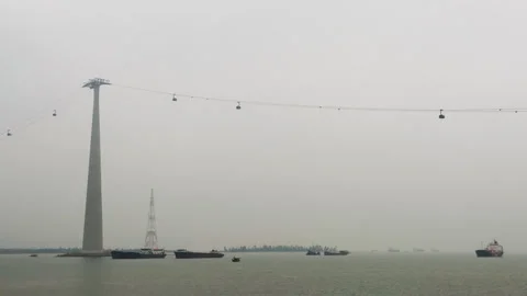 Vietnam Cat Ba cable car to mainland Stock Footage 344310948