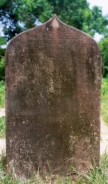  Vietnam: Cham script incised on a stone stele, My Son, Quang Nam Province... Stock Photos