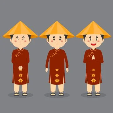 Vietnam Character with Various Expression Stock Illustration