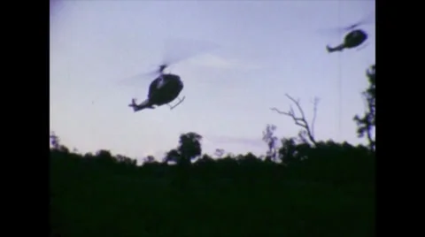 Vietnam Choppers Landing Stock Footage