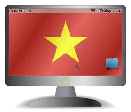 Vietnam Computer Screen With On Button Stock Illustration