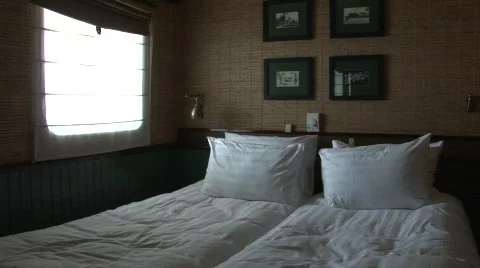 Vietnam cruise boat cabin interior Stock Footage