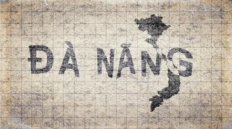 Vietnam Da Nang Typography Map Stock Illustration