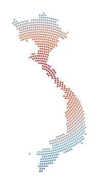 Vietnam dotted map. Digital style shape of Vietnam. Tech icon of the countr.. Stock Illustration
