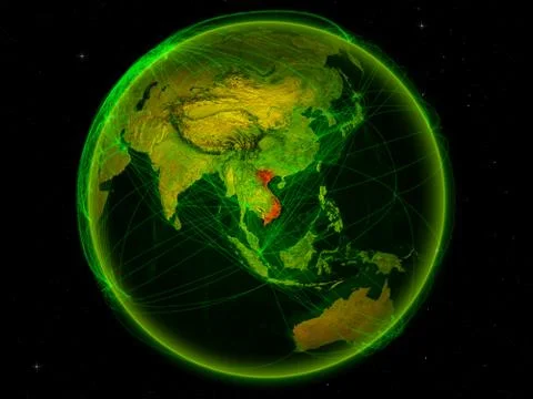 Vietnam on Earth with network Stock Illustration