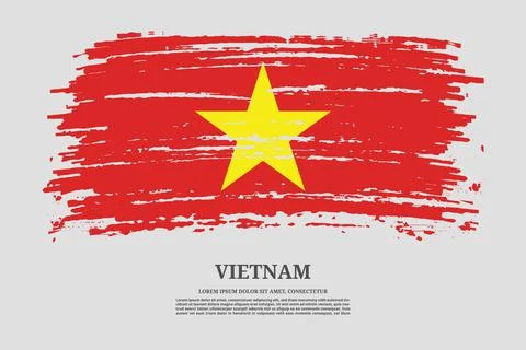 Vietnam flag with brush stroke effect and information text poster, vector Illustrazione stock