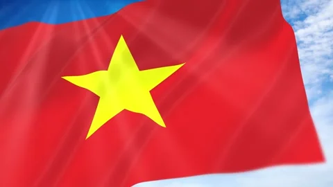 Vietnam Flag Seamless Loop 4k 60fps on Sky Background Stock Footage 341679996