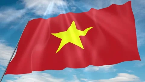 Vietnam Flag Seamless Loop 4k 60fps on Sky Background Stock Footage 341753195