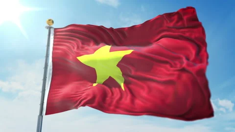 Vietnam flag seamless looping 3D rendering video Stock Footage 97474147