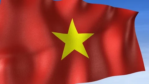 Vietnam Flag - Set of 3 Angles with Masks [3WaveSeries] Stock Footage 102770105