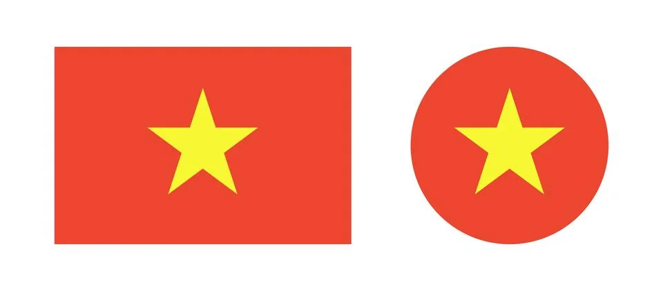 Vietnam flag. Set of Flag rectangle, circle icons. National flag of Vietnam Stockillustratie