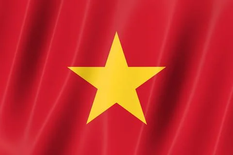Vietnam flag of silk-3D panoramic  illustration Ilustração Stock
