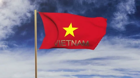 Vietnam flag with title waving in the wind. Looping sun rises style.  Animation Stock Footage 48980957
