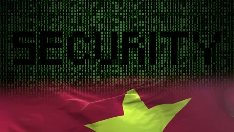 Vietnam flag - Waving flag on matrix binary code background Stock Footage 321422654