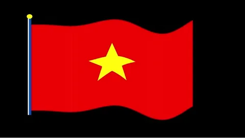 Vietnam flag waving gently on pole in soft golden hour light a symbol of na.. Stock Footage 345320871