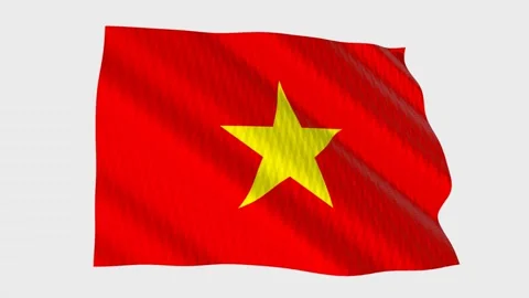 Vietnam flag waving in the wind on a grey background Vídeos de archivo 343221119