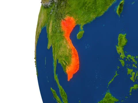 Vietnam on globe Stock Illustration