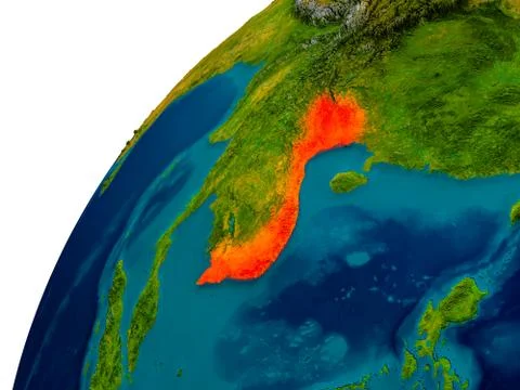 Vietnam on globe Stock Illustration