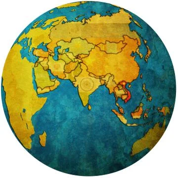 Vietnam on globe map Stock Illustration