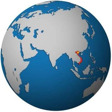 Vietnam on globe map Stock Illustration