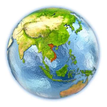 Vietnam on isolated globe Stock Illustration
