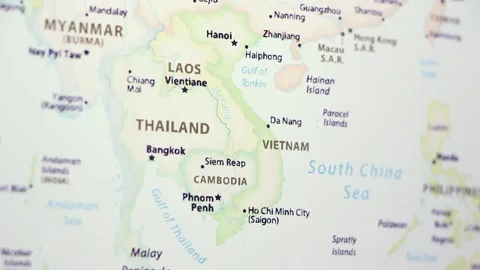 Vietnam Laos  on a Map Stock Footage 99708178
