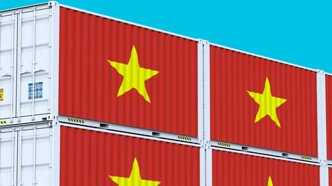 Vietnam logo Ship container with element logo and flag Stock Photos