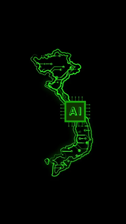 Vietnam Map AI Chipset Technology Opener Vídeo Stock 337172968