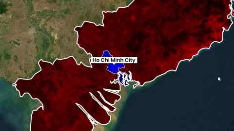Vietnam map animation showing the Ho Chi Minh City location motion graphic Stock Footage 341753423