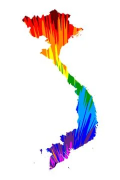 Vietnam - map is designed rainbow abstract colorful pattern, Socialist Republ Illustrazione stock