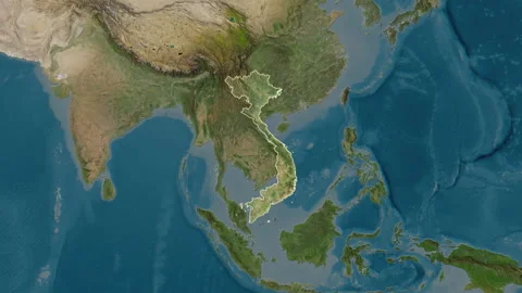Vietnam map - extract. Border. Satellite. Stock Footage 241686554
