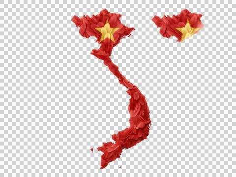 Vietnam map feathers red gold flag country nation national symbol isolated .. Stock Illustration