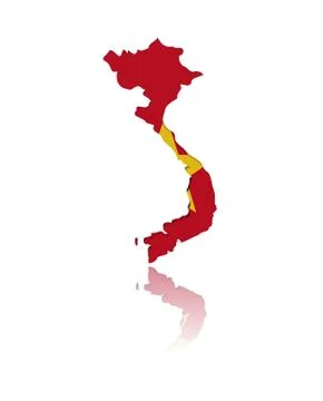 Vietnam map flag 3d render with reflection illustration Stock Illustration