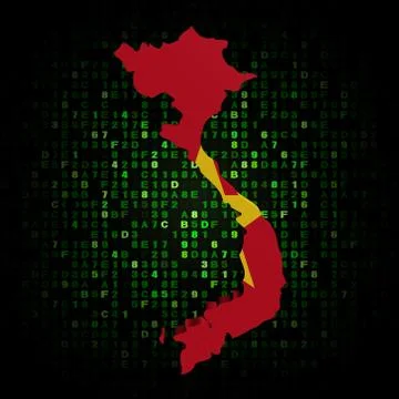 Vietnam map flag on hex code illustration Stock Illustration