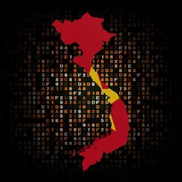 Vietnam map flag on hex code illustration Stockillustratie