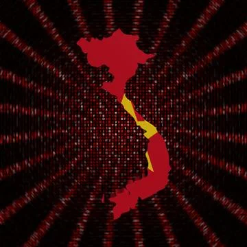 Vietnam map flag on red hex code burst illustration イラスト素材