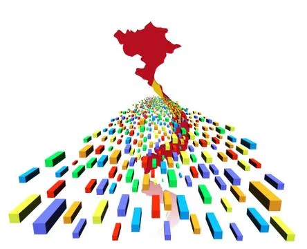 Vietnam map flag reflected with containers illustration Illustrazione stock