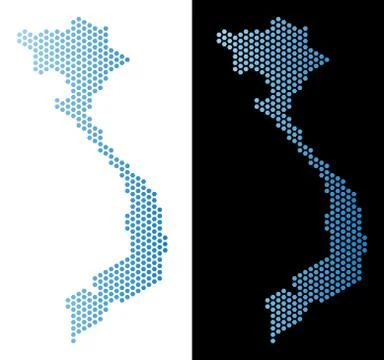 Vietnam Map Hex Tile Scheme Ilustração Stock