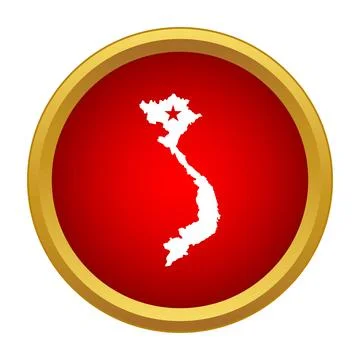 Vietnam map icon with star in red circle Stock Illustration