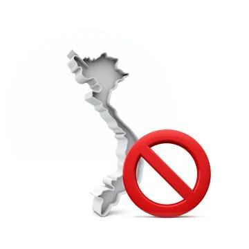Vietnam map with red no entry warning sign. 3D Rendering Illustrazione stock