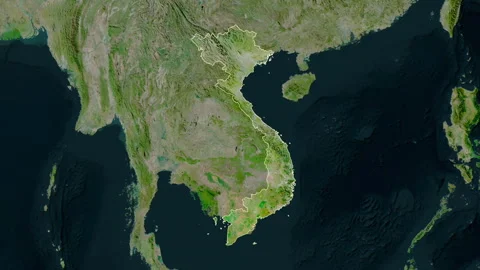 Vietnam map - solid. Border. Satellite. Stock Footage 241686803