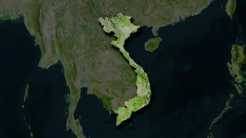 Vietnam map - solid. Shadow. Satellite. Stock Footage 241686825