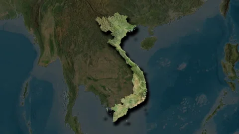 Vietnam map - solid. Shadow. Satellite. Stock Footage 241686832