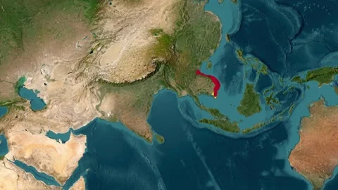 Vietnam map with waving flag Stock Footage 294128235