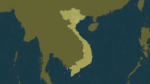 Vietnam map - zoom. Regions. Pattern. Stock Footage 241686942