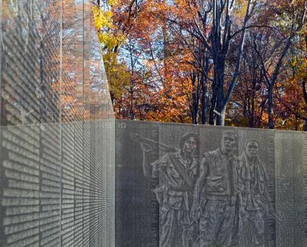 Vietnam Memorial with 3 ghosts Stock Photos