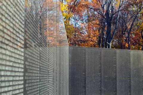 Vietnam Memorial Wall in the Fall Stock Photos