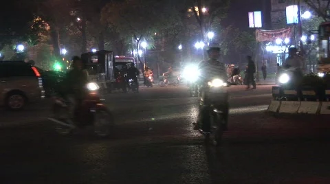 Vietnam night traffic Stock Footage 289344